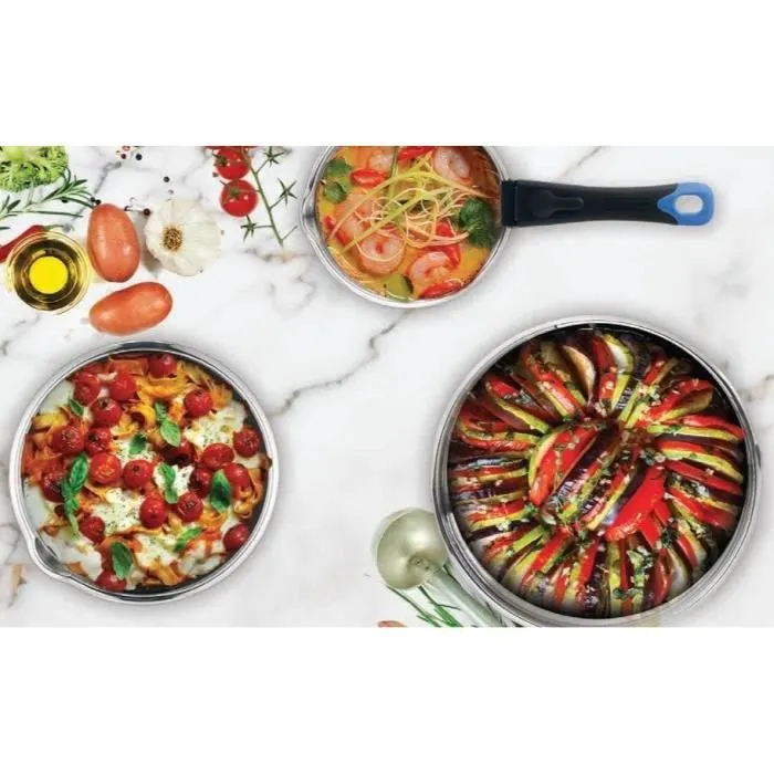 Arthur Martin ART3508510327404 Batería de Cocina 18 Piezas Acero Inoxidable 18/10 Mangos Extraíbles Apta Inducción Libre PFOA/PFAS Arthur Martin ART3508510327404 Batería de Cocina 18 Piezas Acero Inoxidable 18/10 Mangos Extraíbles Apta Inducción Libre PFOA/PFAS