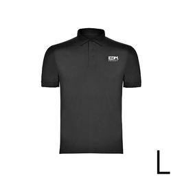 Edm Polo Negro Talla L Manga Corta Bordado Algodón Poliéster