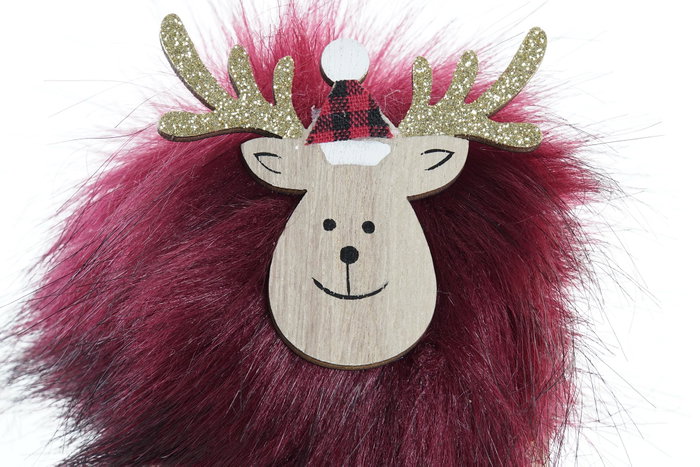 DKD Home Decor Figura Navidad Alpina Gris Burdeos Blanco Dorado MDF Poliéster 7 x 10 x 10 cm (12 Unidades)