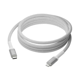 Dbramante1928 CB25CLGR7121 - Cable USB-C a Lightning 2.5 m, Macho, 480 Mbps, Blanco, Trenzado, 100% Plástico Reciclado