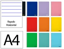 Liderpapel Micro Smart Cuaderno Espiral A4 Tapa Blanda 80 Hojas 75gr 7mm Doble Margen 4 Taladros Colores