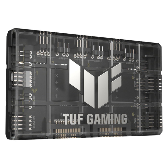 ASUS TUF Gaming ARGB PWM Fan Hub - Controlador de Ventilador Negro, 6 Puertos ARGB, Conector 4 Pines, Alimentación SATA