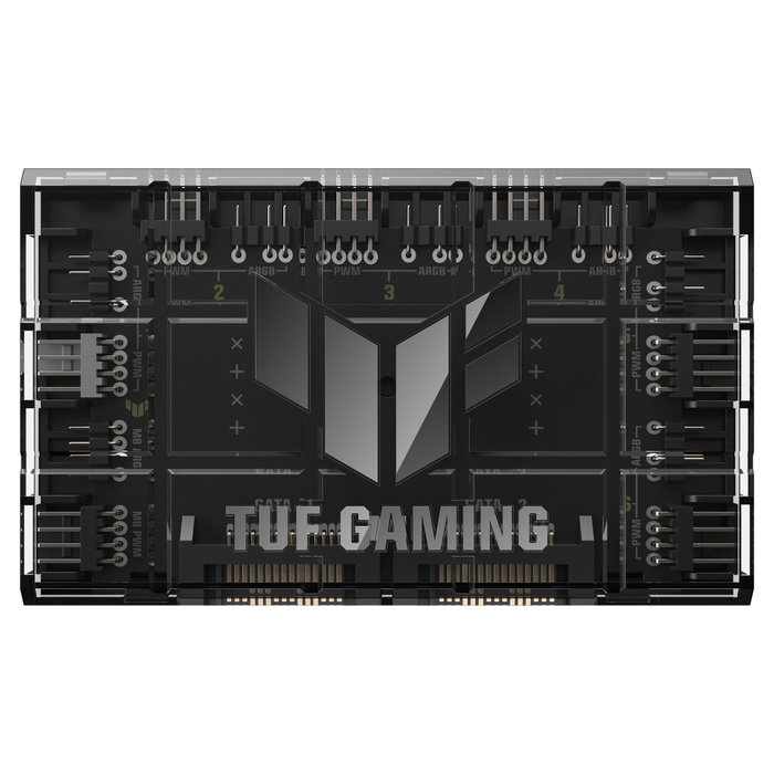ASUS TUF Gaming ARGB PWM Fan Hub - Controlador de Ventilador Negro, 6 Puertos ARGB, Conector 4 Pines, Alimentación SATA