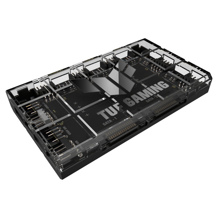 ASUS TUF Gaming ARGB PWM Fan Hub - Controlador de Ventilador Negro, 6 Puertos ARGB, Conector 4 Pines, Alimentación SATA