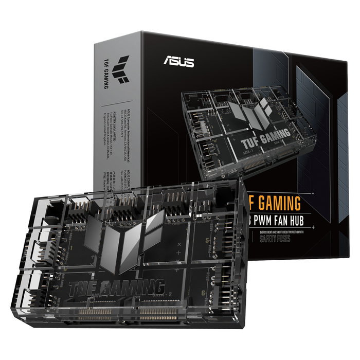 ASUS TUF Gaming ARGB PWM Fan Hub - Controlador de Ventilador Negro, 6 Puertos ARGB, Conector 4 Pines, Alimentación SATA