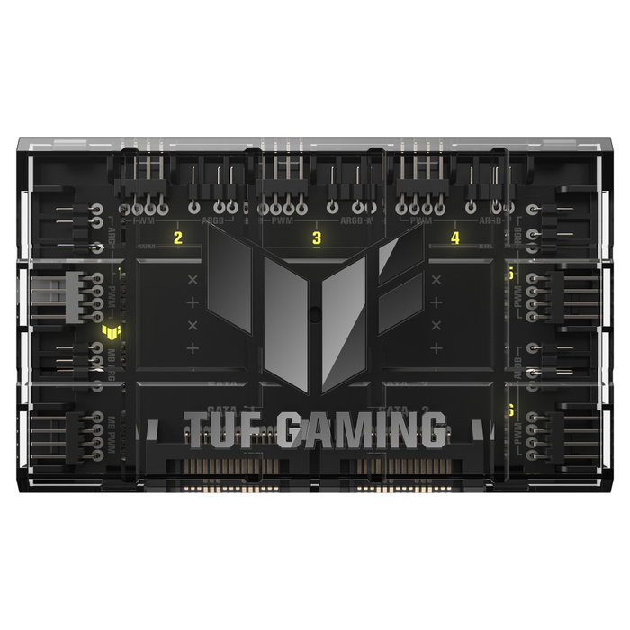 ASUS TUF Gaming ARGB PWM Fan Hub - Controlador de Ventilador Negro, 6 Puertos ARGB, Conector 4 Pines, Alimentación SATA