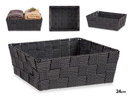 Kipit Cesta Rectangular de Tela Trenzada Negra sin Asas 24 cm (20x24x8 cm) (Set de 24)