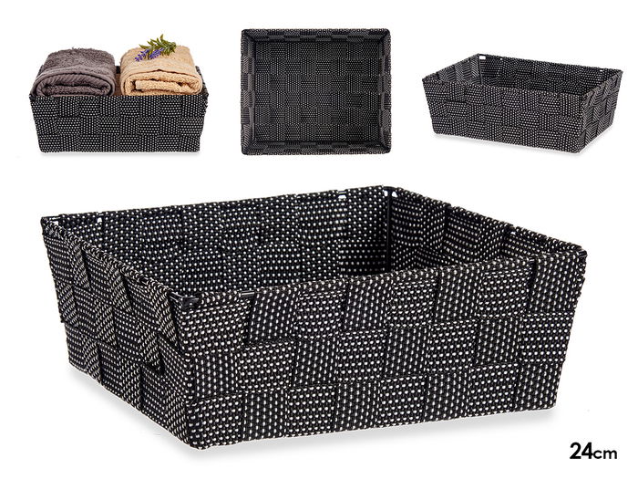 Kipit Cesta Rectangular de Tela Trenzada Negra sin Asas 24 cm (20x24x8 cm) (Set de 24) Kipit Cesta Rectangular de Tela Trenzada Negra sin Asas 24 cm (20x24x8 cm) (Set de 24)