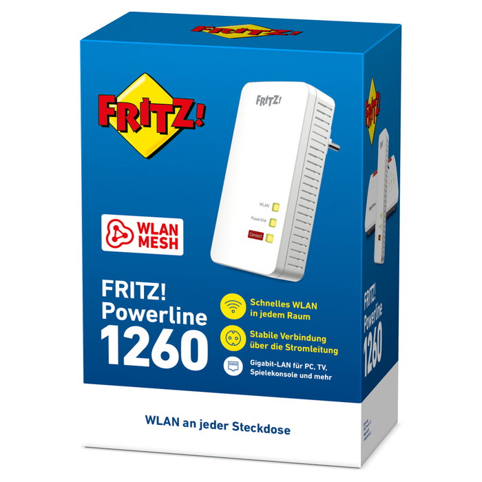 AVM FRITZ! Powerline 1260E 1200 Mbit/s con Ethernet y WiFi Blanco AVM FRITZ! Powerline 1260E 1200 Mbit/s con Ethernet y WiFi Blanco
