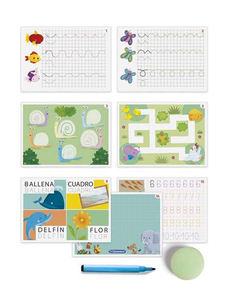 Clementoni Juego Educativo Aprendo a Escribir con Pizarras y Rotulador para Niños a Partir de 4 Años