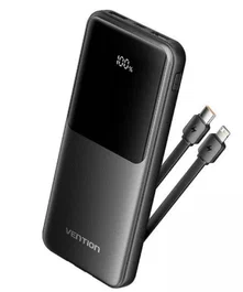 Vention FHOB0 Power Bank 10000mAh 22.5W Carga Rápida con Cable USB-C y Lightning Incorporados - Negra