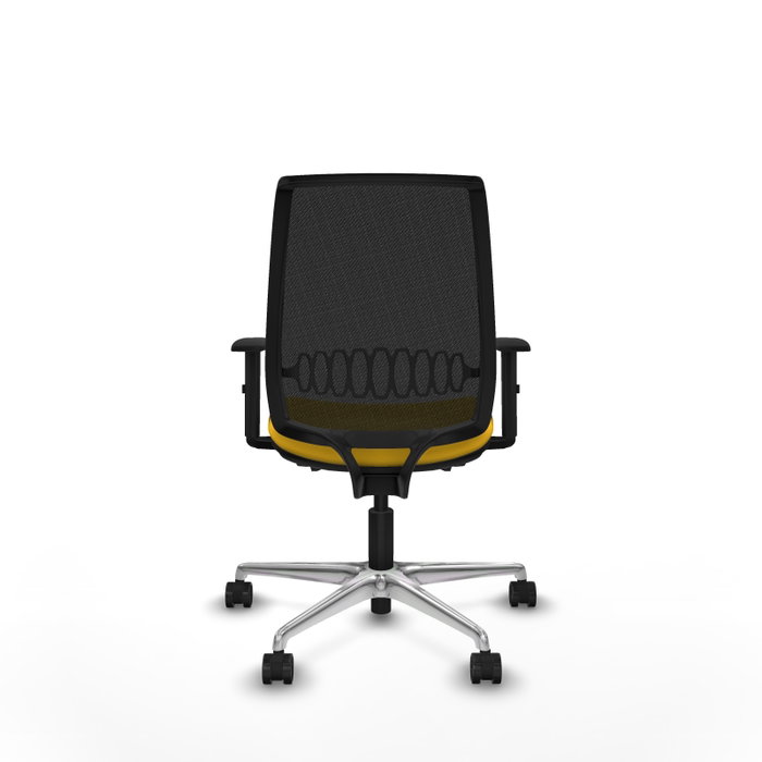 PIQUERAS Y CRESPO Silla de oficina Alares con mecanismo traslack, malla negra y asiento amarillo