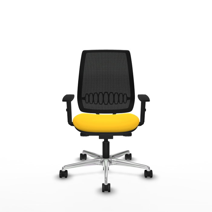 PIQUERAS Y CRESPO Silla de oficina Alares con mecanismo traslack, malla negra y asiento amarillo