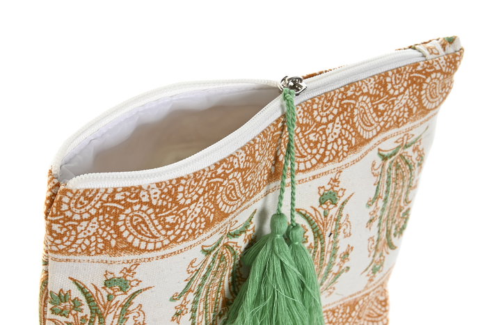 DKD Home Decor Neceser Amalfi Mediterraneo Mostaza Verde 20 x 5 x 25 cm (4 Unidades) Algodon Poliester