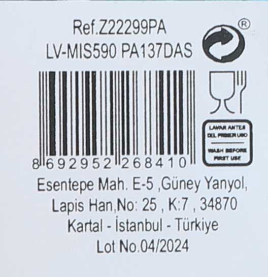 LAV Set de 4 Copas Combinadas Azul, 645 cc, 20 cm de Alto, Cristalería para Vino o Agua (4 Cajas)