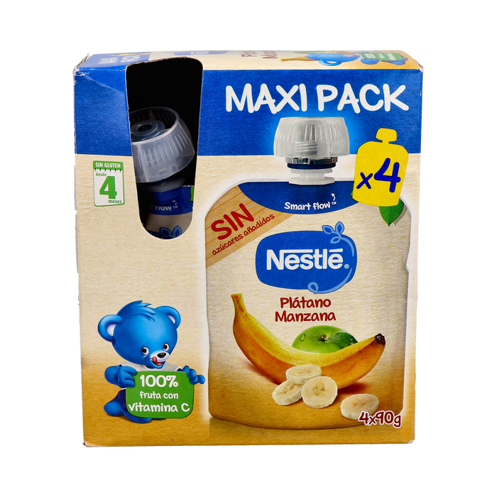 NESTLE BOLSITA PLATANO MANZANA 4X90G NESTLE BOLSITA PLATANO MANZANA 4X90G