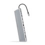 Nanocable HUB USB-C 12 en 1 con 2xHDMI, DP, RJ45, SD/TF y PD 100W - Gris