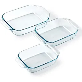 Pyrex PYR3426470296434 Juego de 3 fuentes para horno Rectangular Vidrio 20-25-28 cm