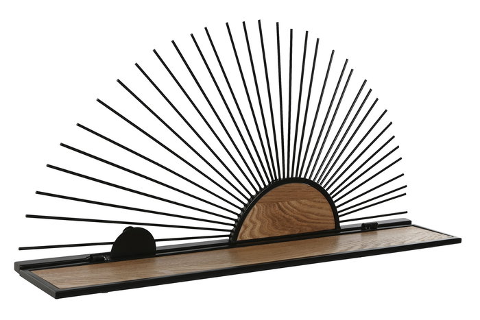 DKD Home Decor Estanteria Pared Negro Natural Metal MDF 10.5 x 28 x 58 cm