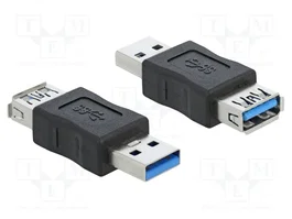 DeLOCK Adaptador USB 3.0 Tipo-A macho a hembra con bloqueador de datos Negro