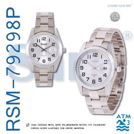 SAMI Reloj Unisex con Fecha 12 Nos 3ATM IPS Correa de Acero - Referencia FECHA