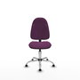 Silla de oficina Algarra con mecanismo Contacto permanente básico tapizada con Similpiel color Morado. Equipada con Base cromada, Sin brazosy Topes