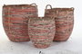 DKD Home Decor Set de 3 Cestas de Ratán Melocotón