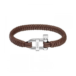 Boss Pulsera de Cuero Marrón 19cm