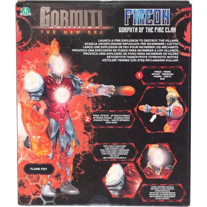 Gormiti Figura articulada con ataque ligero de Fuego Fireon 27 cm GRV073 a partir de 4 años