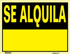 NORMALUZ Señal Luminiscente SE ALQUILA 35x45 cm