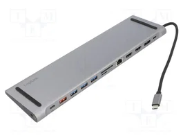 LogiLink Estación de acoplamiento USB 3.2 Gen2, USB-C, 12 puertos, PD, plateado
