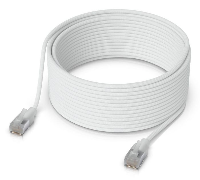 Ubiquiti UACC-Cable-Patch-EL-C6A-15M-W Cable de parcheo Cat 6A de 15 m, Blanco/Translúcido