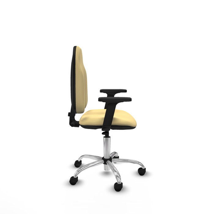 PIQUERAS Y CRESPO Silla de oficina Algarra, Similpiel Crema, Base Cromada, Brazos 2D PIQUERAS Y CRESPO Silla de oficina Algarra, Similpiel Crema, Base Cromada, Brazos 2D