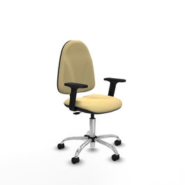 PIQUERAS Y CRESPO Silla de oficina Algarra, Similpiel Crema, Base Cromada, Brazos 2D