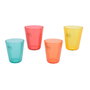 Kitchen Goods & More Vaso reutilizable de rayas en relieve, 300 ml, Ø8.5 x 10 cm, plástico, colores surtidos, pack de 4 unidades, no apto para lavavajillas