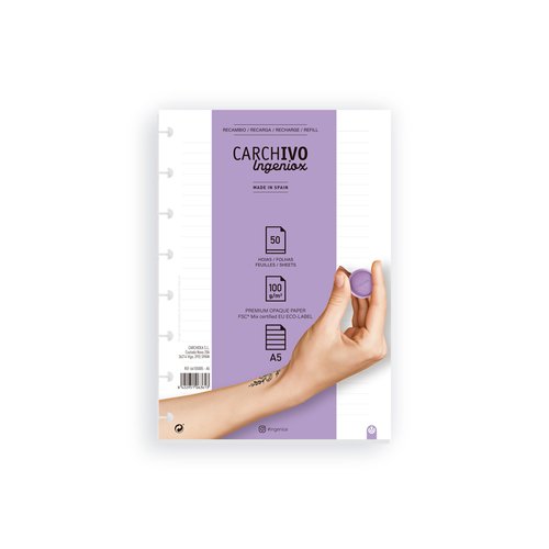 Carchivo Recambio Cuaderno Ingeniox A5 50 Hojas Horizontal