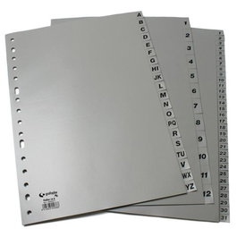 Grafoplás Separadores Numéricos A4 PP 1-31 Posiciones 16 Taladros Opaco Gris (Set de 10) (Set de 10)