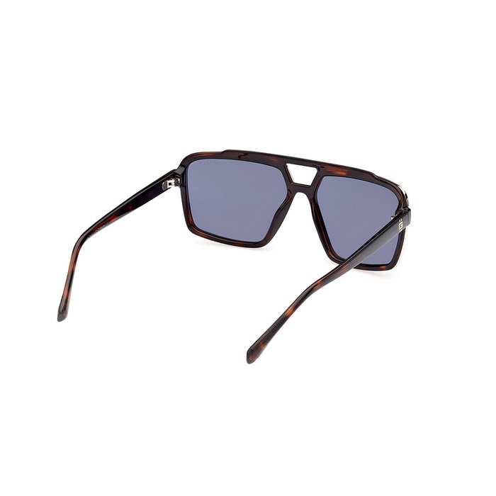 Guess Gafas GU00076 - Gafas de Sol para Hombre, Forma Navigator, Color Habana, Cristal Azul 61mm, Patilla 140mm