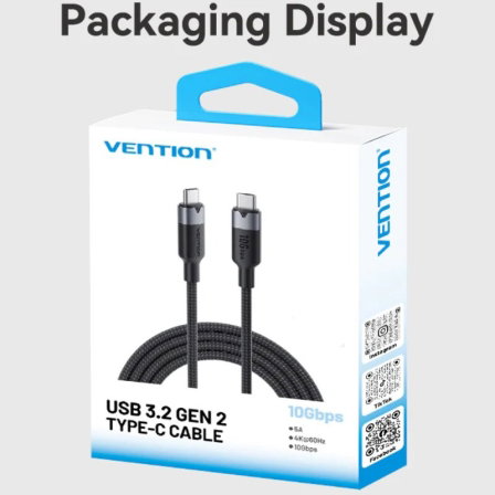 Vention Cable USB-C do USB-C USB 3.2 Gen 2, 5A 100W, 10Gbps, 1 Metro, Negro