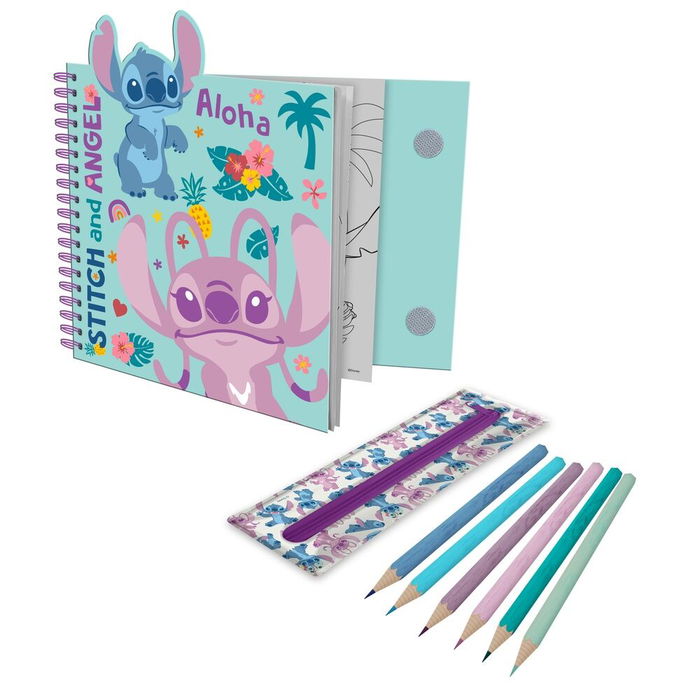 KIDS LICENSING Cuaderno de actividades con estuche removible Stitch Disney
