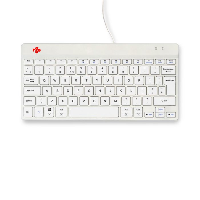 R-Go Tools Teclado Ergonómico R-Go Compact Break, Compacto con Software de Pausa, QWERTY UK, Cableado, Blanco