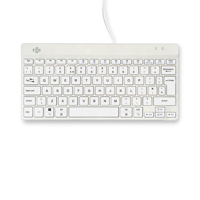 R-Go Tools Teclado Ergonómico R-Go Compact Break, Compacto con Software de Pausa, QWERTY UK, Cableado, Blanco