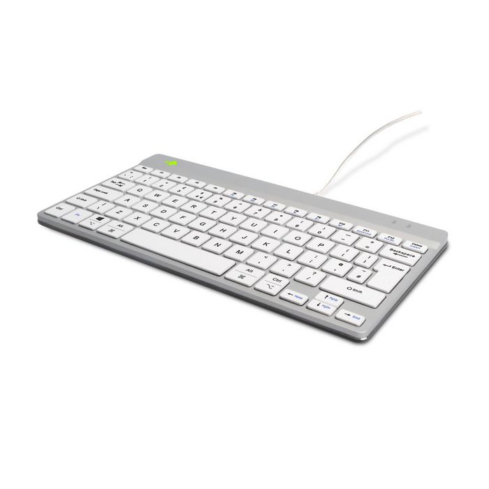 R-Go Tools Teclado Ergonómico R-Go Compact Break, Compacto con Software de Pausa, QWERTY UK, Cableado, Blanco