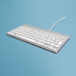 R-Go Tools Teclado Ergonómico R-Go Compact Break, Compacto con Software de Pausa, QWERTY UK, Cableado, Blanco