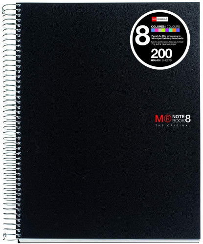 Miquelrius 42006 Cuaderno Espiral A4 200 Hojas 5x5mm Polipropileno Negro