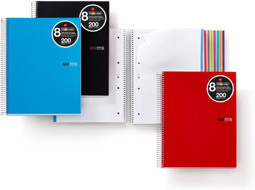 Miquelrius 42006 Cuaderno Espiral A4 200 Hojas 5x5mm Polipropileno Negro