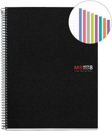 Miquelrius 42006 Cuaderno Espiral A4 200 Hojas 5x5mm Polipropileno Negro