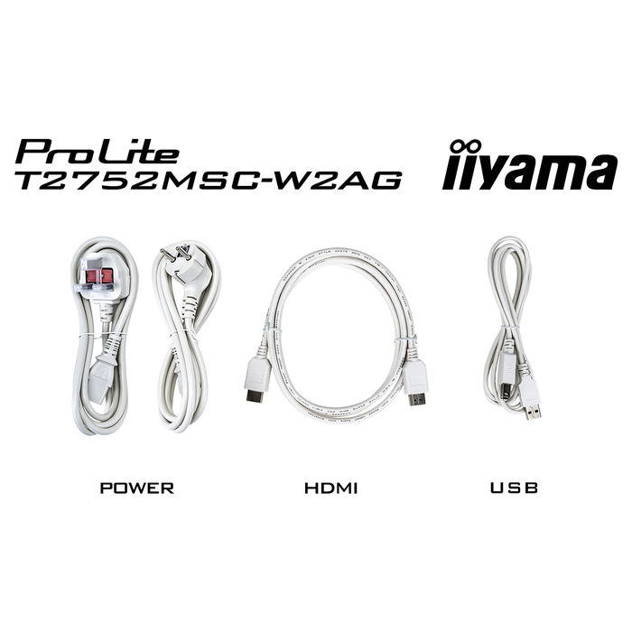 iiyama ProLite T2752MSC-W1AG 68,6 cm (27") 1920x1080 Full HD IPS 5ms Touch 10pt HDMI DisplayPort USB 2W Blanco
