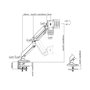 ROLINE LCD-Arm 17.03.1116, Brazo de Monitor de Gasfeder 5 Gelenke, Soporte de Escritorio hasta 18 kg para Pantallas VESA 75x75 y 100x100 mm, Negro