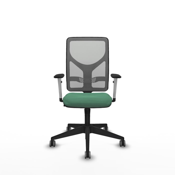 PIQUERAS Y CRESPO Silla de oficina Motilla con mecanismo Sincro, Verde esmeralda y Gris